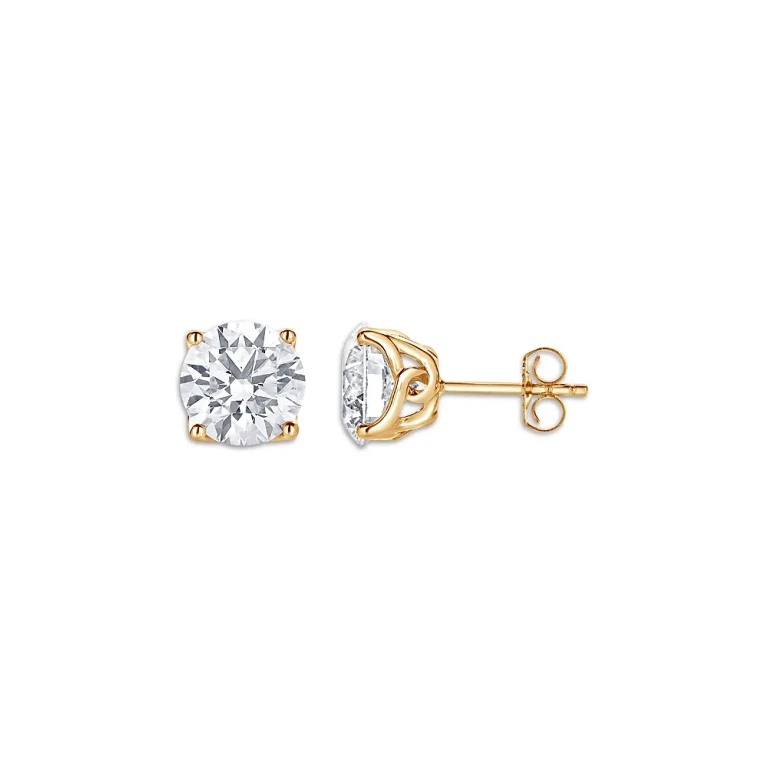 Certified Lab Grown Diamond Tulip Setting Stud Earrings in 18K Yellow Gold, 6.0 tcw