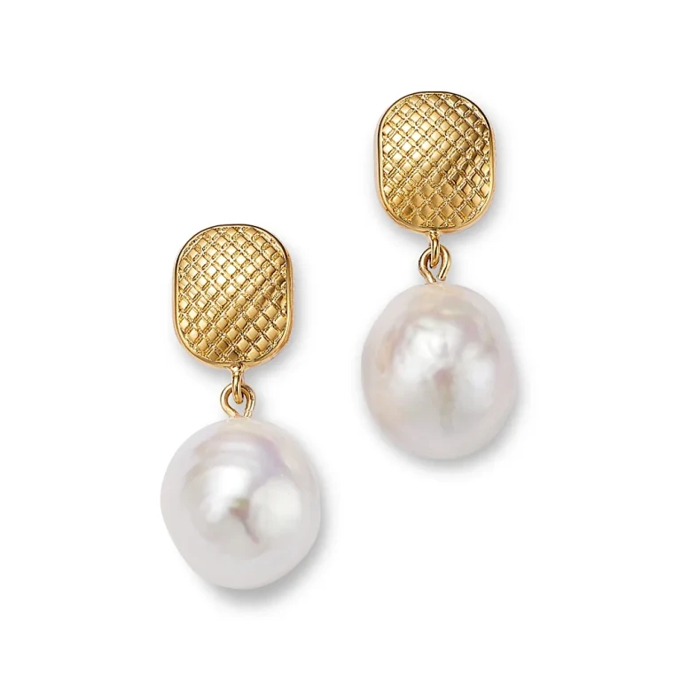 Cultured Freshwater Baroque Pearl Drop Earrings in 14K Yellow Gold