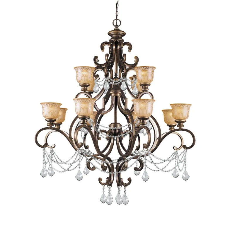 Norwalk 12-Light 54" Traditional Chandelier in Bronze Umber with Clear Hand Cut Crystals