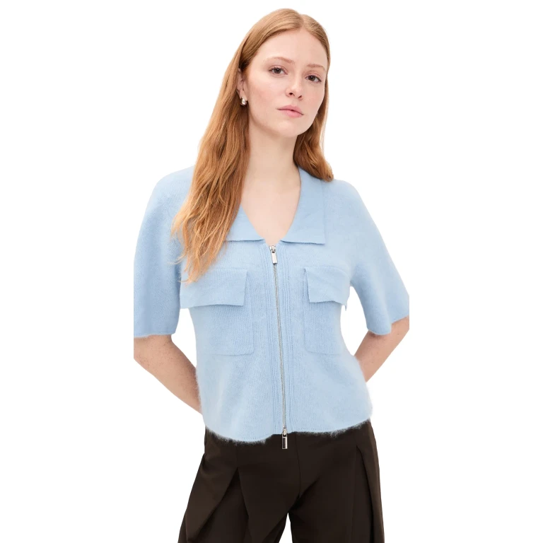 ALIGNE Erika Brushed Wool Knitted Shirt Blue XL