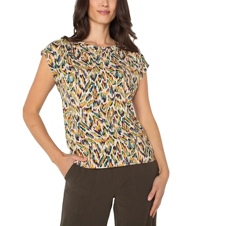 Liverpool Los Angeles Cap Sleeve Boatneck Top