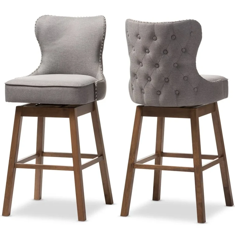 Gradisca Gray Upholstered Swivel Bar Stool - Set of 2