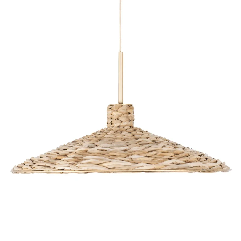 Hilton Head 5-Light Pendant in French Gold with Natural Seagrass