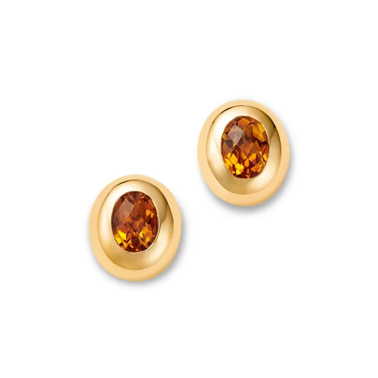 Bloomingdale's Fine Jewelry Citrine Polished Bezel Oval Stud Earrings in 14K Yellow Gold