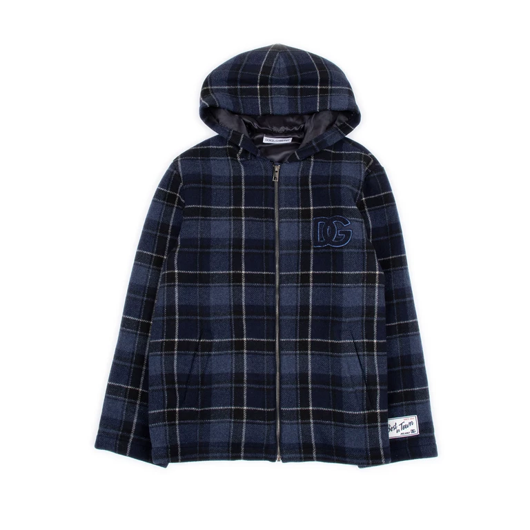 Dolce & Gabbana Junior Coat Blue Polyamide Wool Lining Viscose