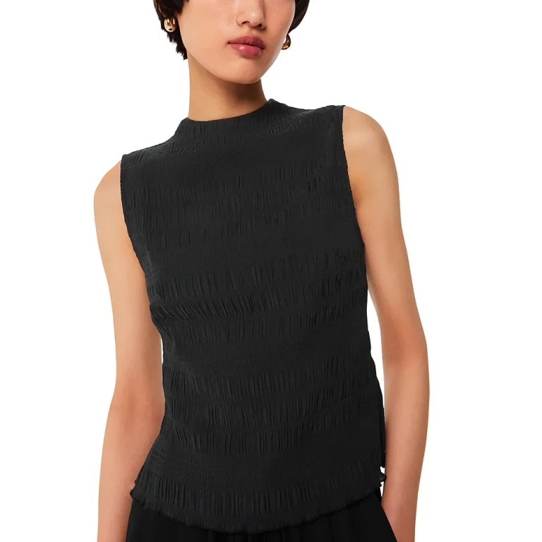 Whistles Plisse Sleeveless Top