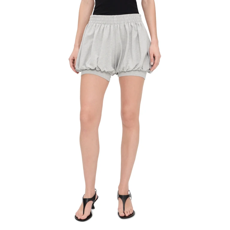 Norma Kamali Boyfriend Puff Shorts Light Heather Grey XS