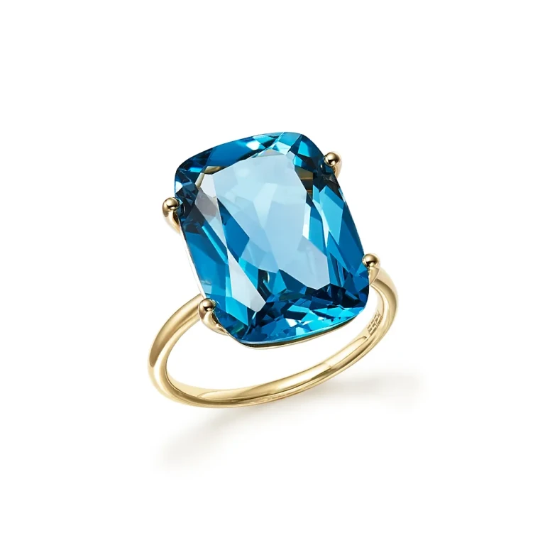 London Blue Topaz Statement Ring in 14K Yellow Gold