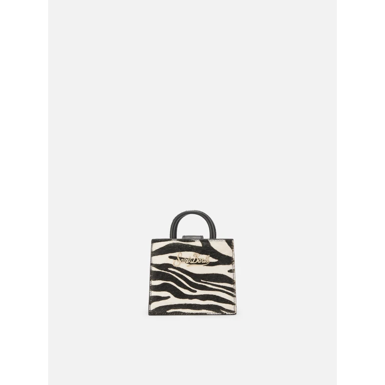 Mc2 Saint Barth Shop Bag Micro Handbag Zebra-Print Pony Skin Leather White - Unisex