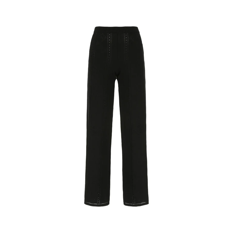 Marine Serre Black Viscose Blend Lunar-pointelle Culotte Pant