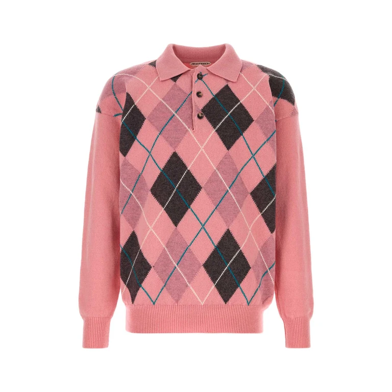 JW Anderson Pink Wool Polo Shirt Bubblegum Exterior - Men