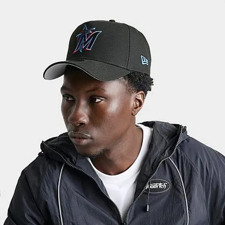 New Era Miami Marlins MLB 9FORTY A-Frame Snapback Hat in Black