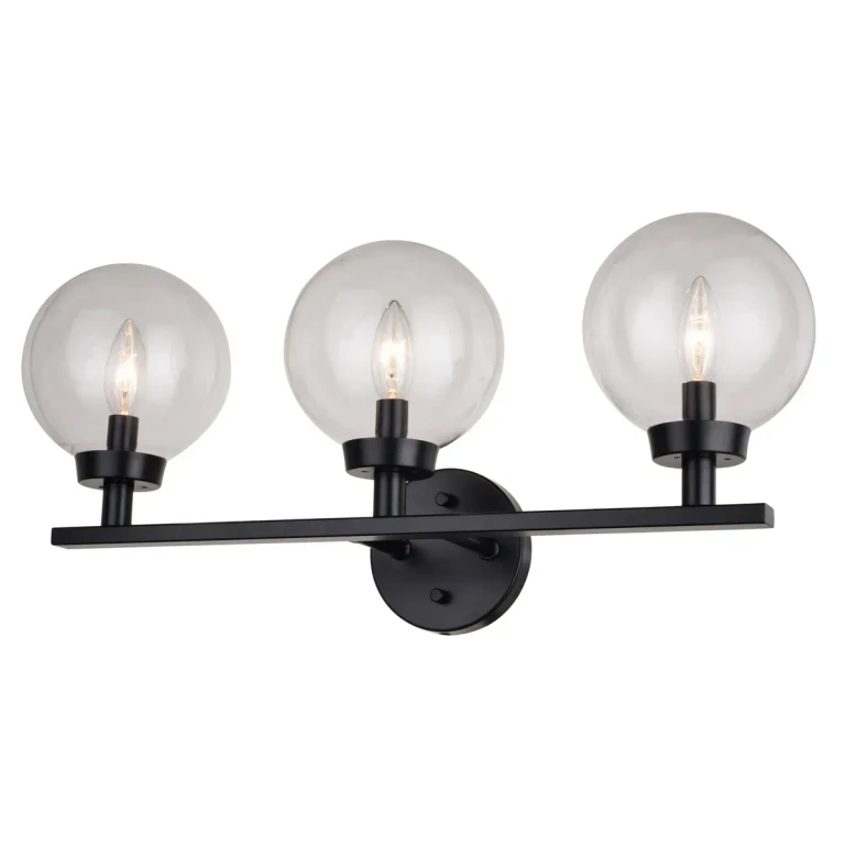 Matte Black Bathroom Vanity Light from the Lander Collection