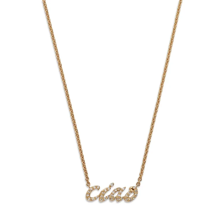 Diamond Ciao Pendant Necklace in 14K Yellow Gold, 0.15 tcw