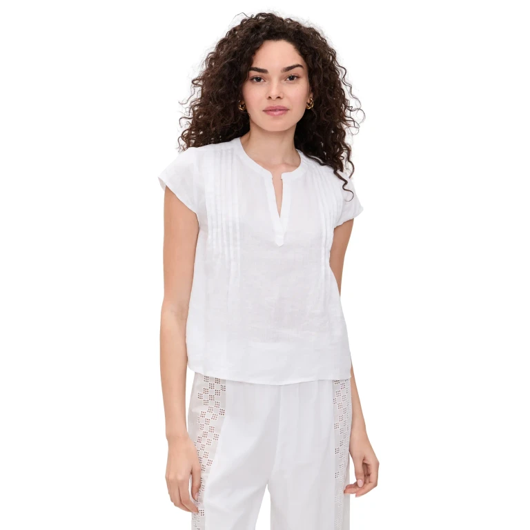 Splendid Stella Linen Pintuck Top White M