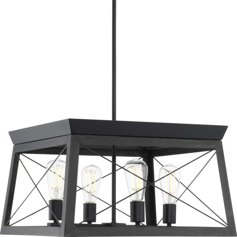 Textured Black Four Light Chandelier from the Briarwood Collection