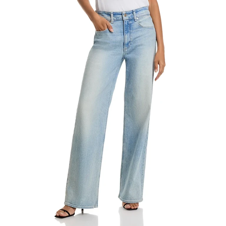 Paige Sasha High Rise Wide Leg Jeans in Reunion Distressed