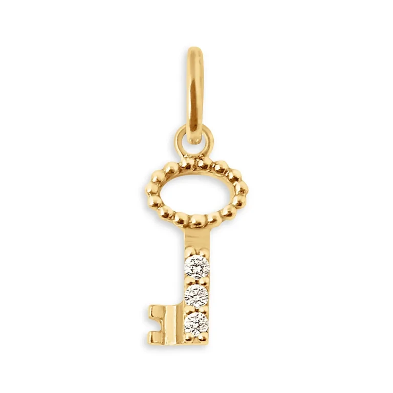 Gigi Clozeau 18K Yellow Gold Pirate Diamond Accent Key Pendant, 0.03 tcw