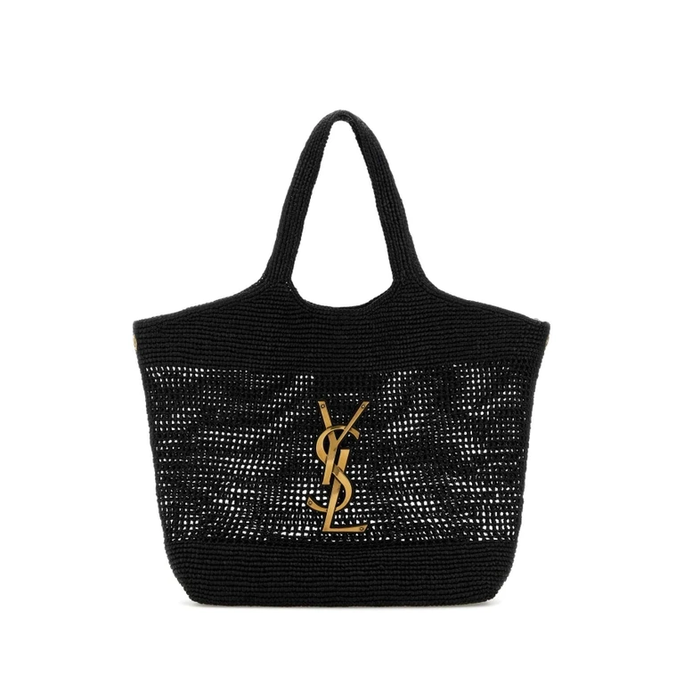 Black Raffia Icare Shopping Bag