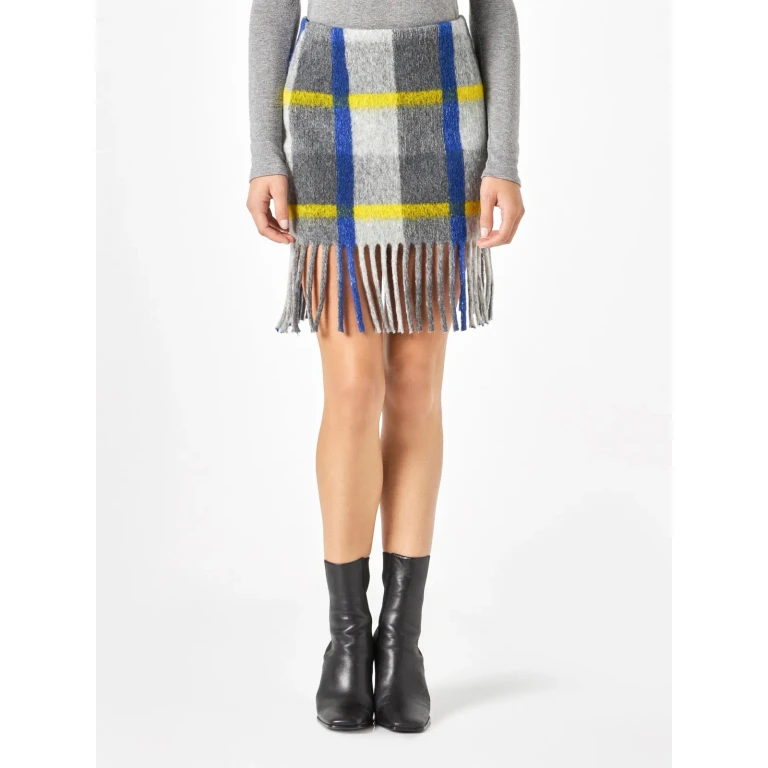 MC2 Saint Barth Katrine Skirt With Fringes And Tartan Pattern