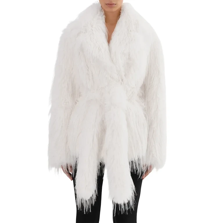 Lamarque Faux Fur Belted Coat
