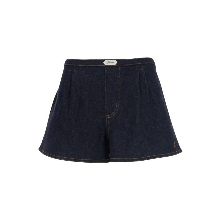 Jacquemus Blue Shorts With Front Pleats In Denim Woman