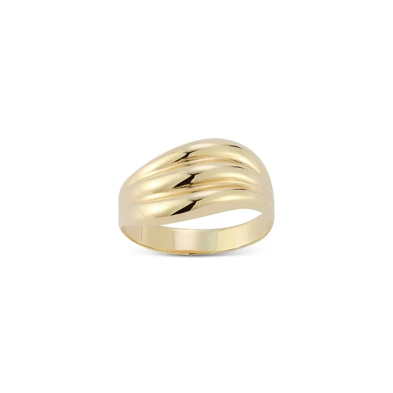 Polished Triple Wave Statement Ring in 14K Yellow Gold