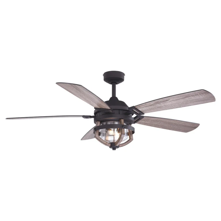 Matte Black and Rustic Oak 54"Ceiling Fan from the Barnes Collection