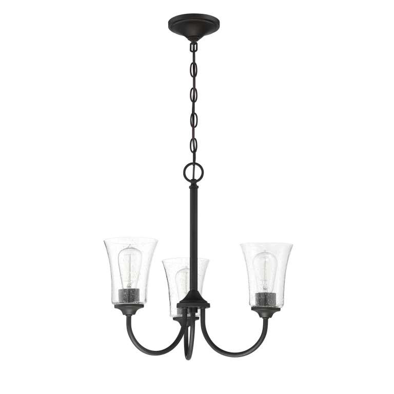 Flat Black Three Light Chandelier from the Gwyneth Collection