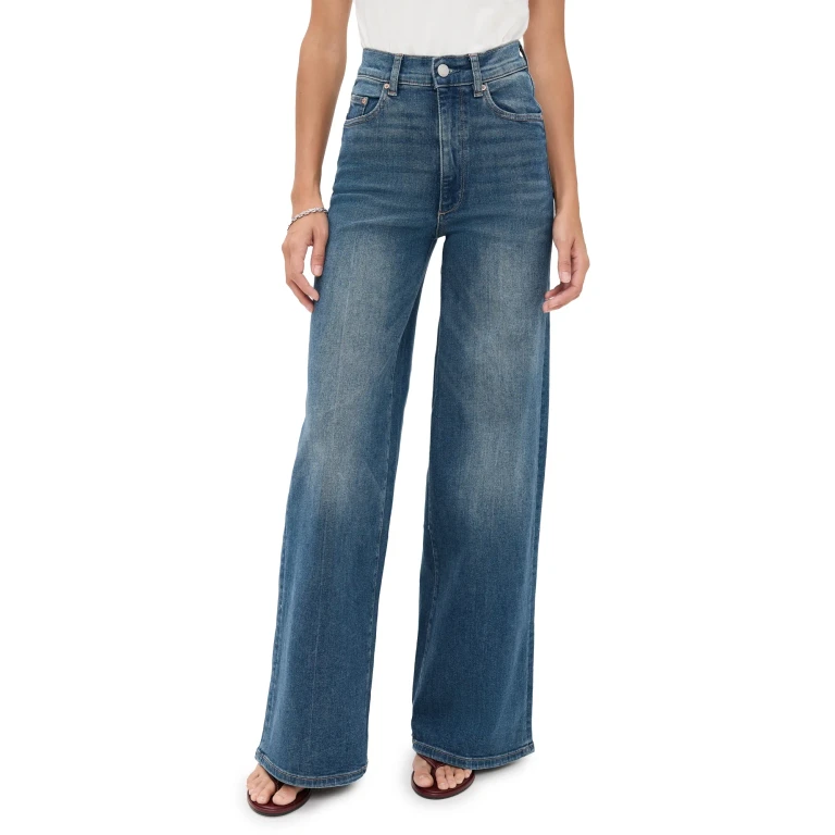 DL1961 Hepburn Wide Leg High Rise Ankle Jeans North Beach (Highluxe) 28