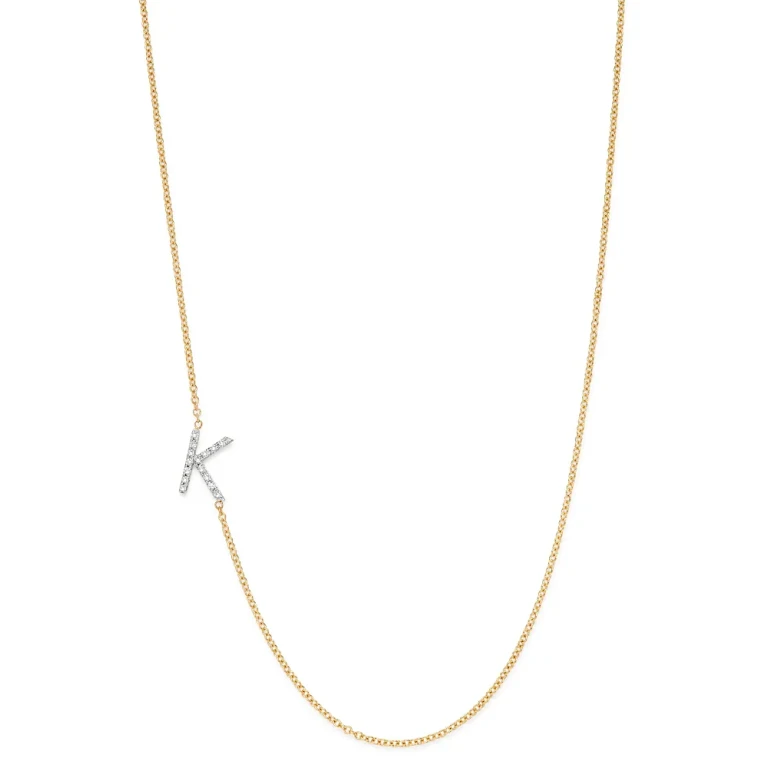 Zoe Lev 14K Yellow Gold Diamond Asymmetric Initial Necklace, 18