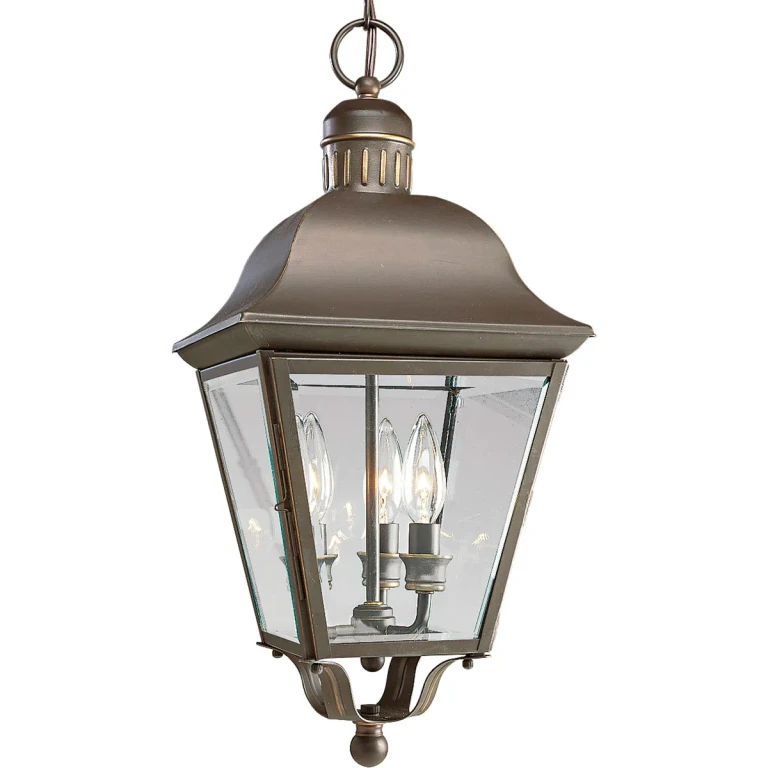 Antique Bronze Three Light Hanging Lantern from the Andover Collection
