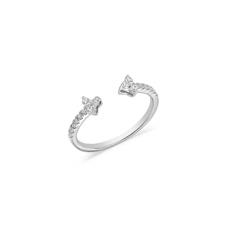 Diamond Open Trio Ring in 14K White Gold, 0.2 tcw