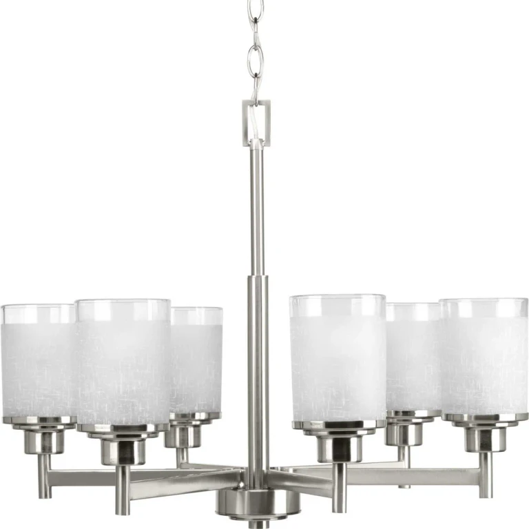 Brushed Nickel Six Light Chandelier from the Alexa Collection