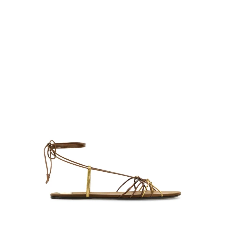 Saint Laurent Brown Leather Babylone Sandals