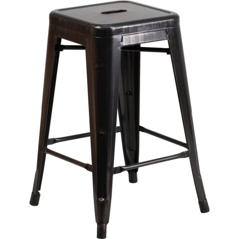 Black Metal Stackable Counter Height Stool