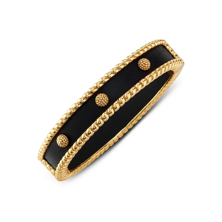 Capucine De Wulf Berry Ebony Beaded Edge Hinged Bangle Bracelet