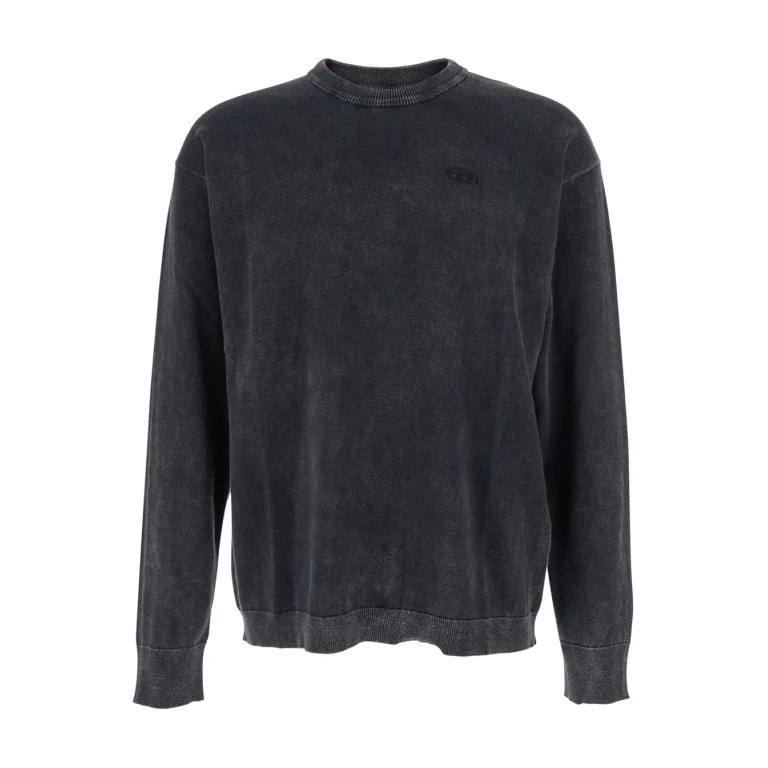 Diesel k-bennie Grey Crewneck T-shirt With Logo Embroidery On The Front In Cotton Man