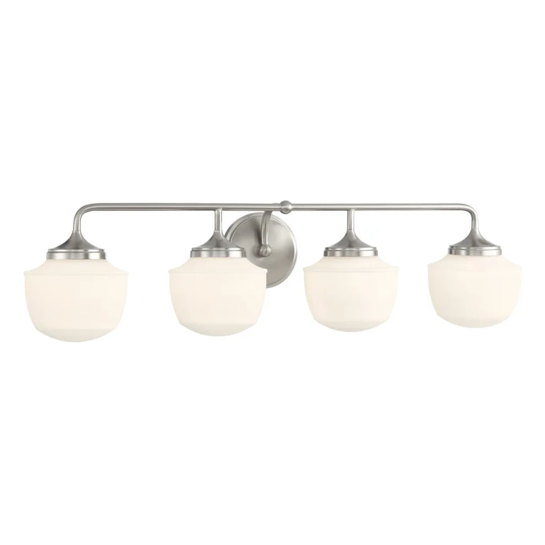 Brushed Nickel Four Light Bath Vanity from the Cornwell Collection