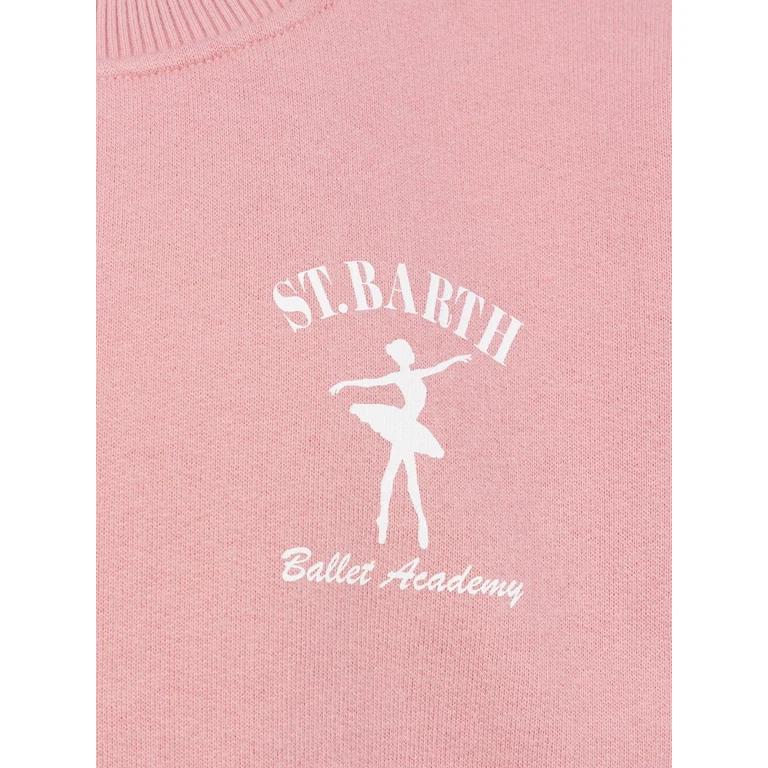 Mc2 Saint Barth Girl Crewneck Sweatshirt Briony With St. Barth Ballet Academy Print Pink