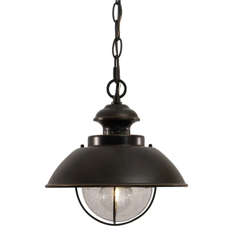 Burnished Bronze One Light Outdoor Pendant from the Harwich Collection