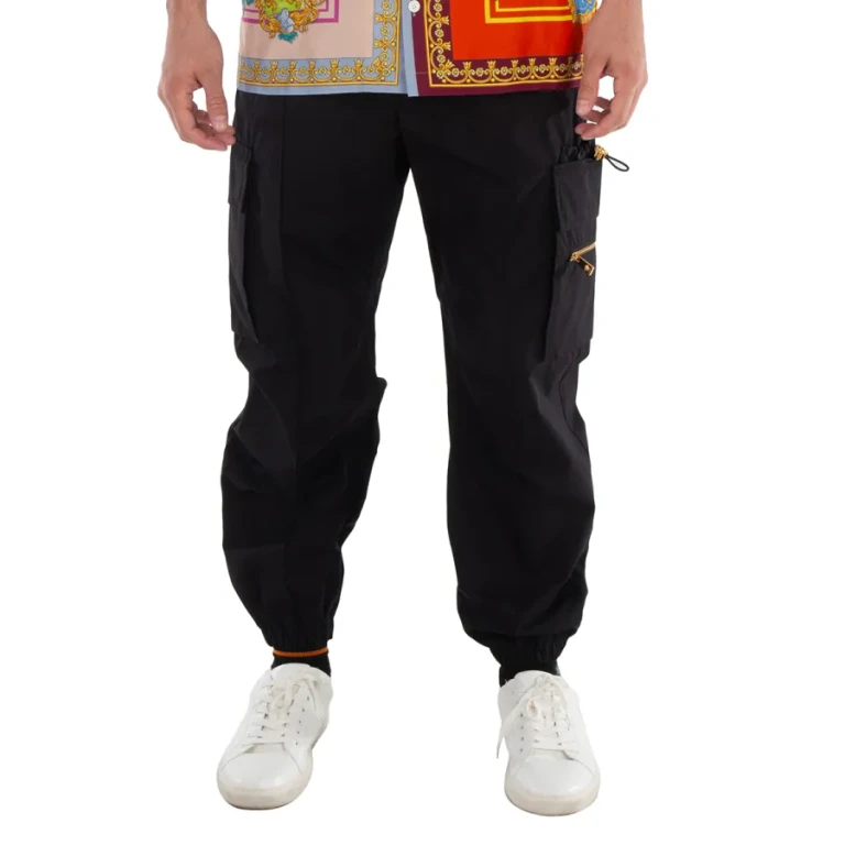 Versace Mens Black Slim-Cut Cargo Trousers