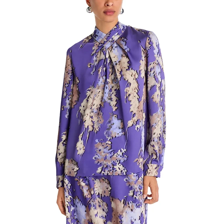Misook Floral Crepe de Chine Blouse