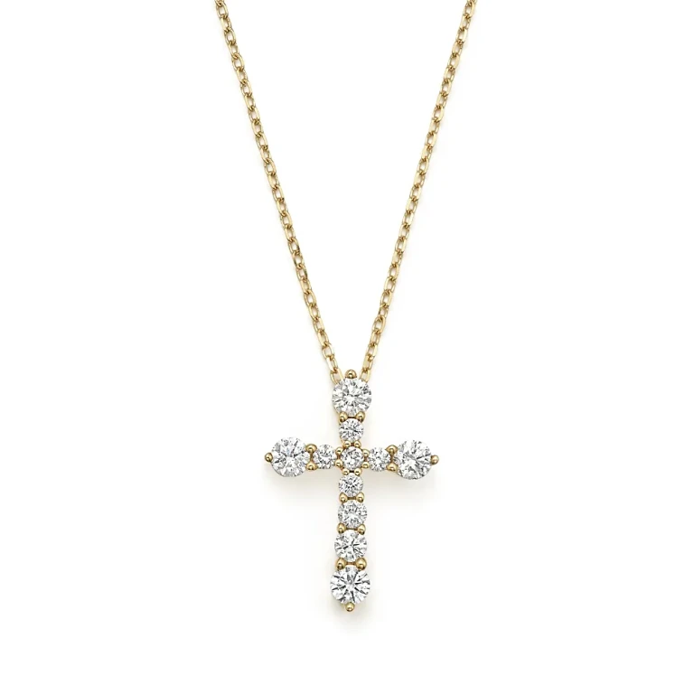 Diamond Cross Pendant Necklace in 14K Yellow Gold, .50 tcw