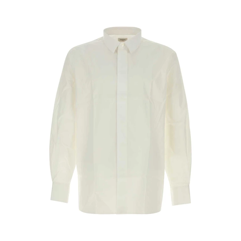 Saint Laurent White Poplin Shirt Blanc Exterior: Cotton Camicie - Men