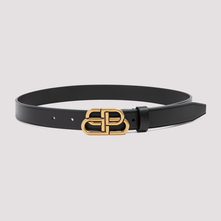 Balenciaga Bb Thin Belt Black Calf Leather - Women