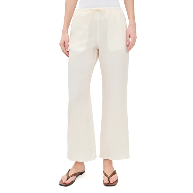 Marine Layer Linen Drawstring Pants Bright White XS