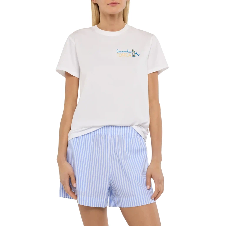 Mc2 Saint Barth White Emilie T-Shirt With Sono Molto Tonica Embroidery - Women