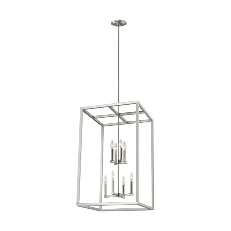 Brushed Nickel Eight Light Hall Foyer from the Moffet Street Collection