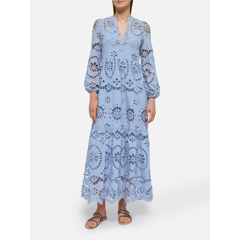 Mc2 Saint Barth Sylvia Avio Blue Sangallo Lace Dress - Women
